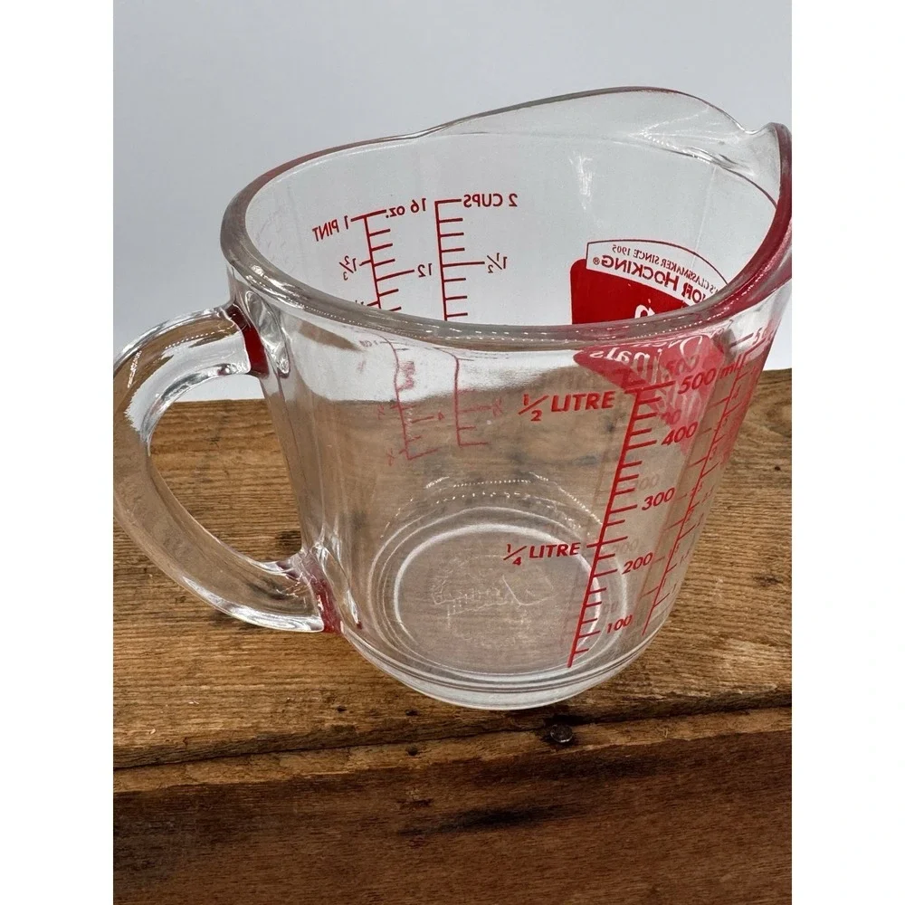 Vintage Anchor Hocking 2-Cup Glass Measuring Cup #498 Oven‎ Originals D Handle
